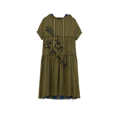 Achihara Reversible Plaid Trim Vintage A Line Dress For Summer Fall