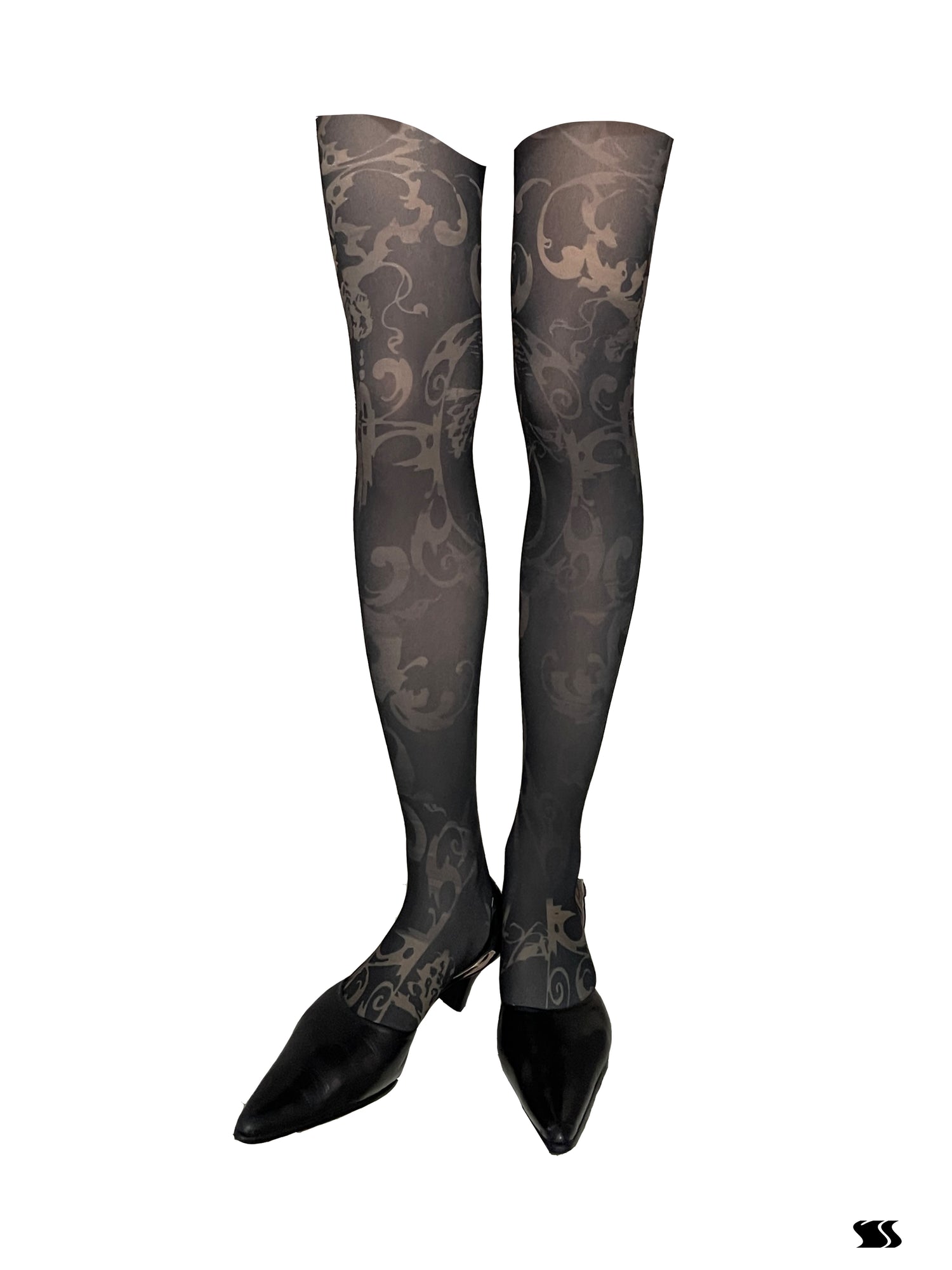 YOSHUYUKI Print Tights With Contrast Crotch Design