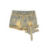 Update c Vintage Washed Blue Green Raw Edge Tie Shorts