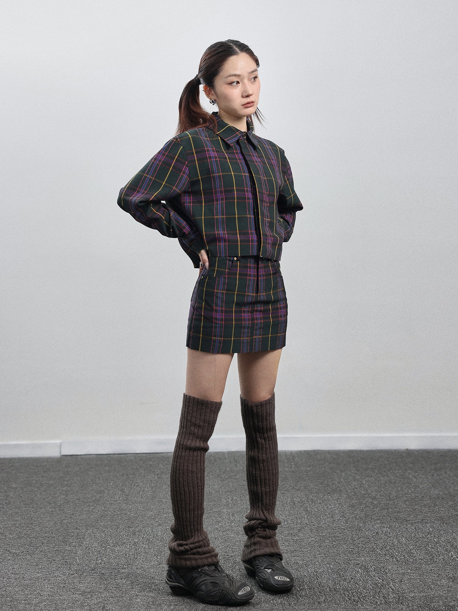 Achihara Imagine Inspired Grid Shirt &amp; Pencil Skirt Set
