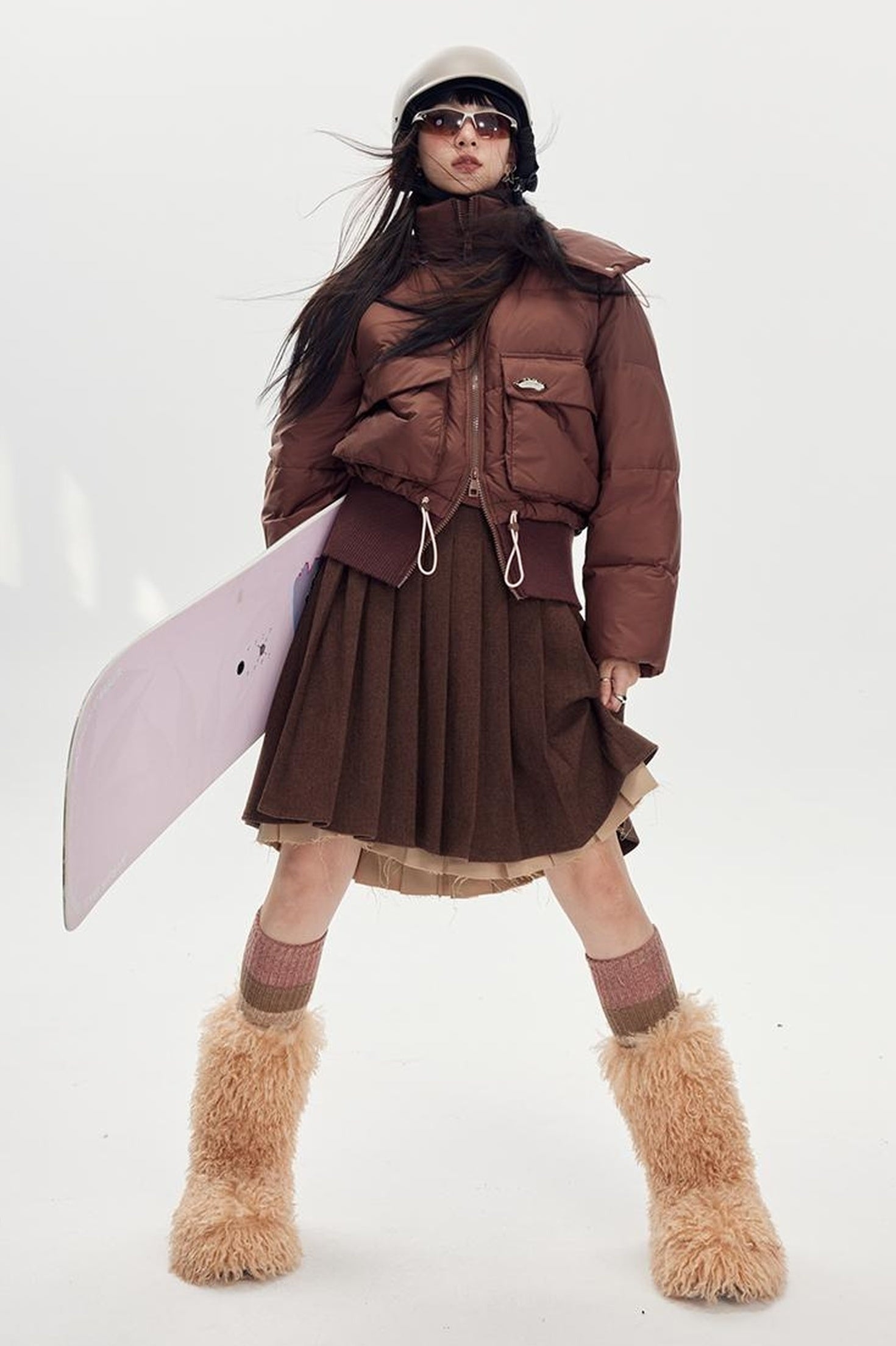DIDDI MODA Puffy Cropped Quilted Jacket With Wide Ribbing