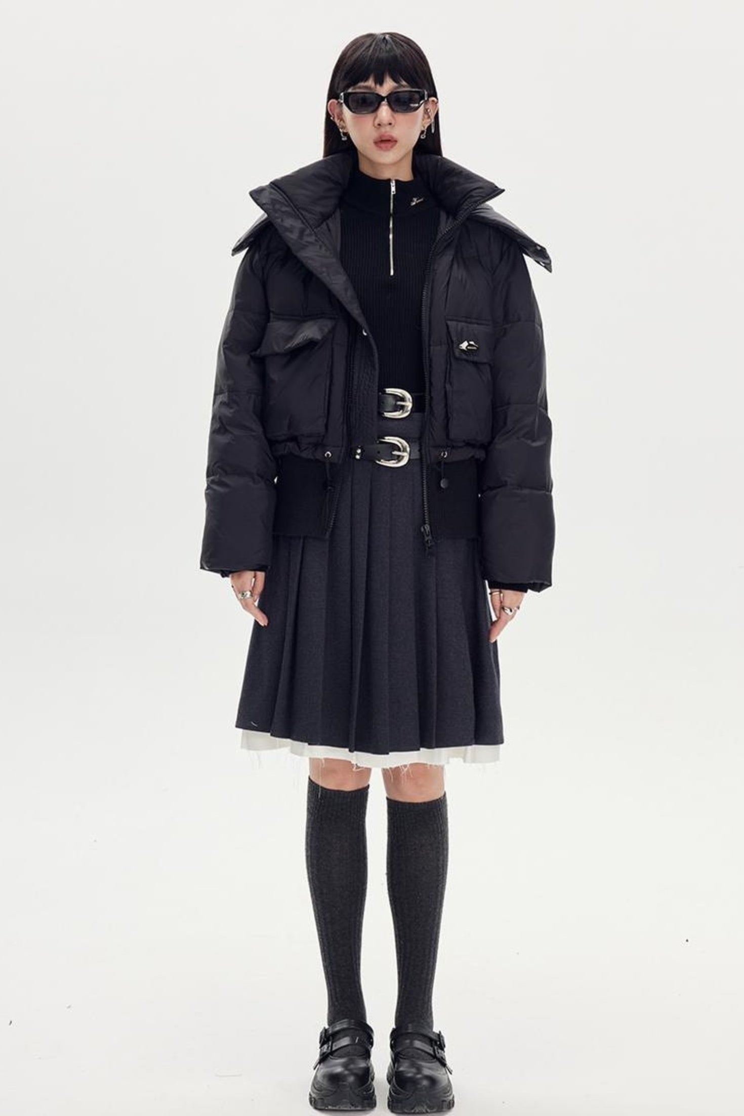 DIDDI MODA Puffy Cropped Quilted Jacket With Wide Ribbing