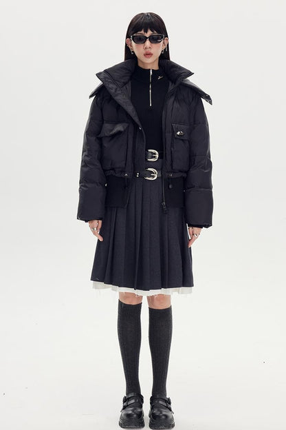 DIDDI MODA Puffy Cropped Quilted Jacket With Wide Ribbing