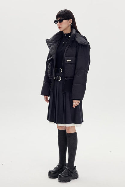 DIDDI MODA Puffy Cropped Quilted Jacket With Wide Ribbing