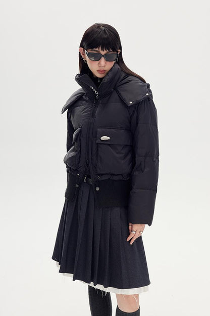 DIDDI MODA Puffy Cropped Quilted Jacket With Wide Ribbing