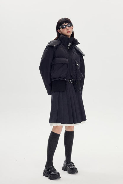 DIDDI MODA Puffy Cropped Quilted Jacket With Wide Ribbing