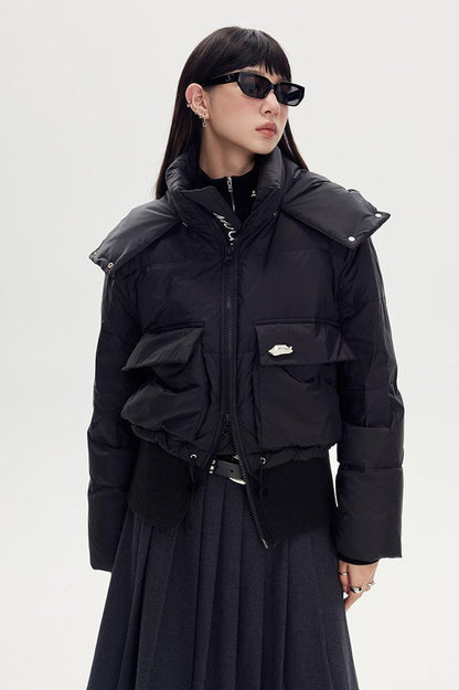DIDDI MODA Puffy Cropped Quilted Jacket With Wide Ribbing