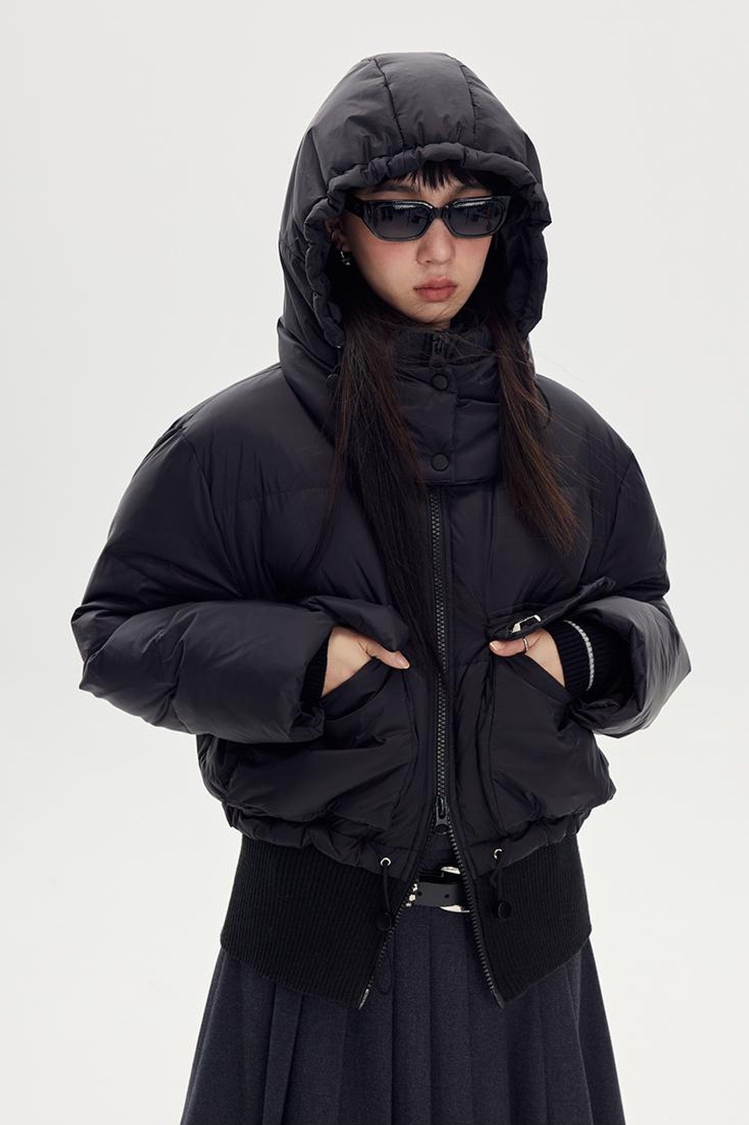 DIDDI MODA Puffy Cropped Quilted Jacket With Wide Ribbing