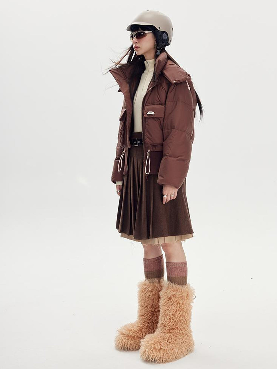 DIDDI MODA Puffy Cropped Quilted Jacket With Wide Ribbing