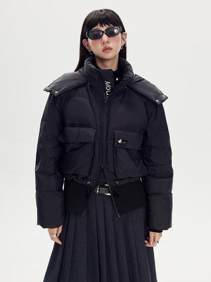 DIDDI MODA Puffy Cropped Quilted Jacket With Wide Ribbing