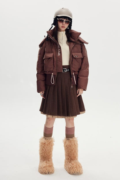 DIDDI MODA Puffy Cropped Quilted Jacket With Wide Ribbing