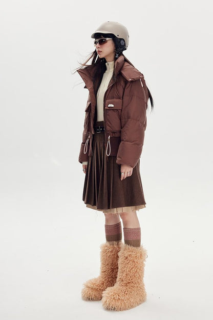 DIDDI MODA Puffy Cropped Quilted Jacket With Wide Ribbing