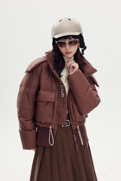 DIDDI MODA Puffy Cropped Quilted Jacket With Wide Ribbing