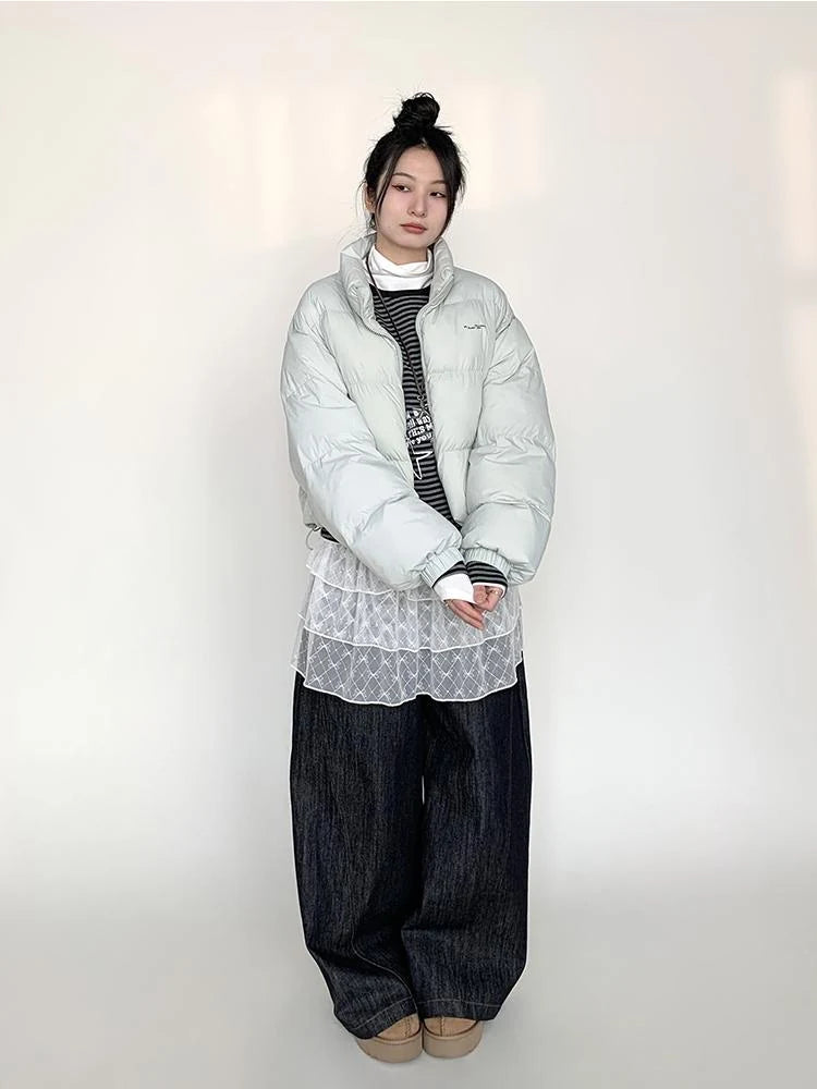 Puffy Mint Green Salt Short Puffy Coat Winter Jacket