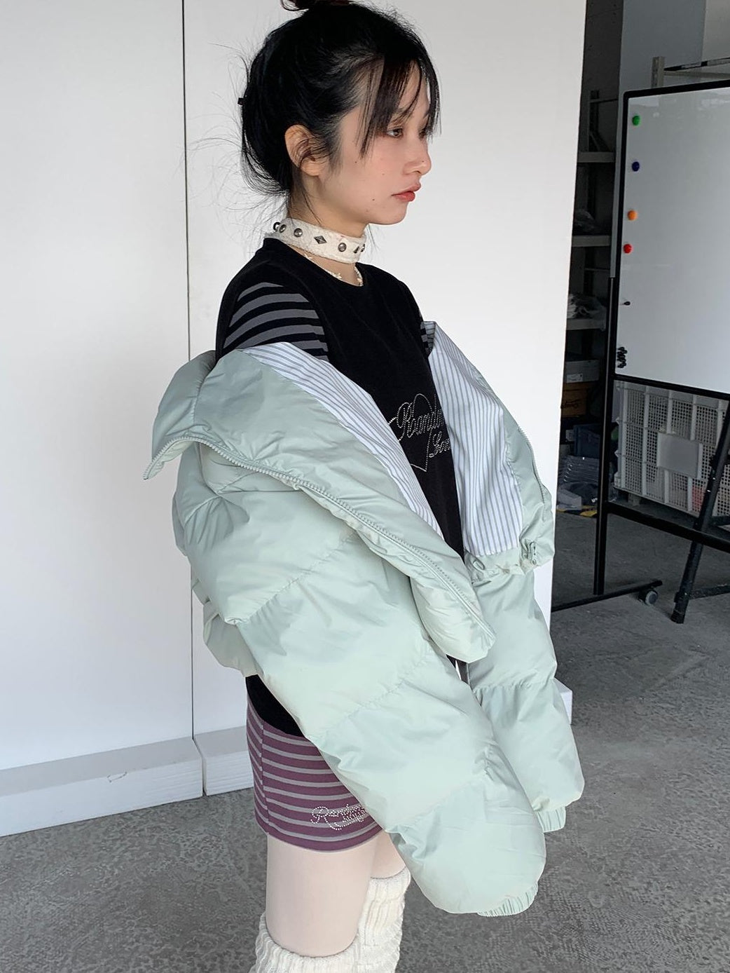 Puffy Mint Green Salt Short Puffy Coat Winter Jacket