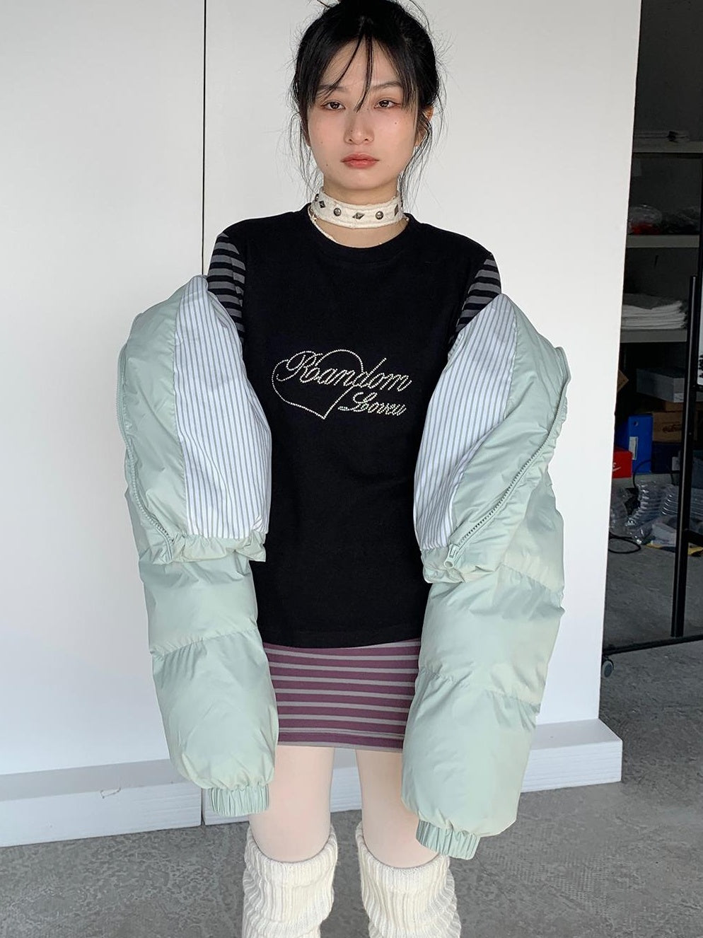 Puffy Mint Green Salt Short Puffy Coat Winter Jacket