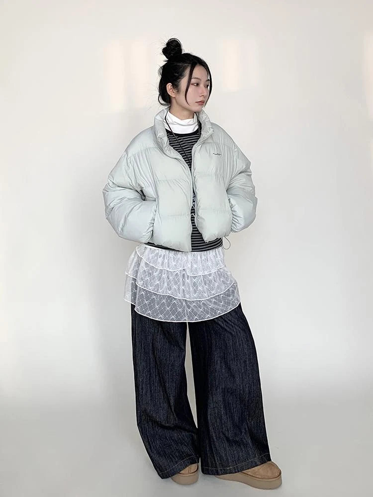 Puffy Mint Green Salt Short Puffy Coat Winter Jacket