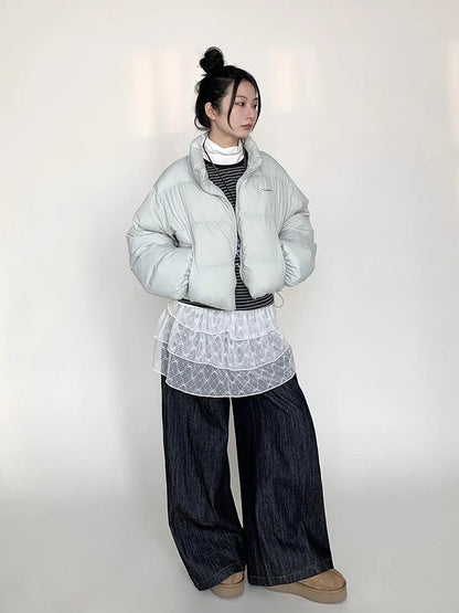 Puffy Mint Green Salt Short Puffy Coat Winter Jacket