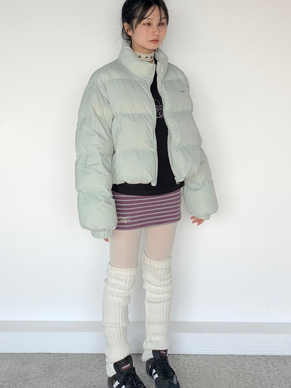 Puffy Mint Green Salt Short Puffy Coat Winter Jacket
