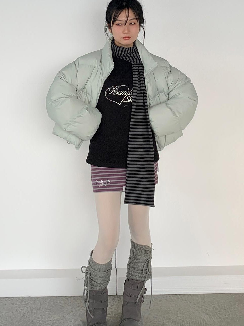 Puffy Mint Green Salt Short Puffy Coat Winter Jacket