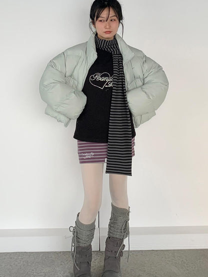 Puffy Mint Green Salt Short Puffy Coat Winter Jacket
