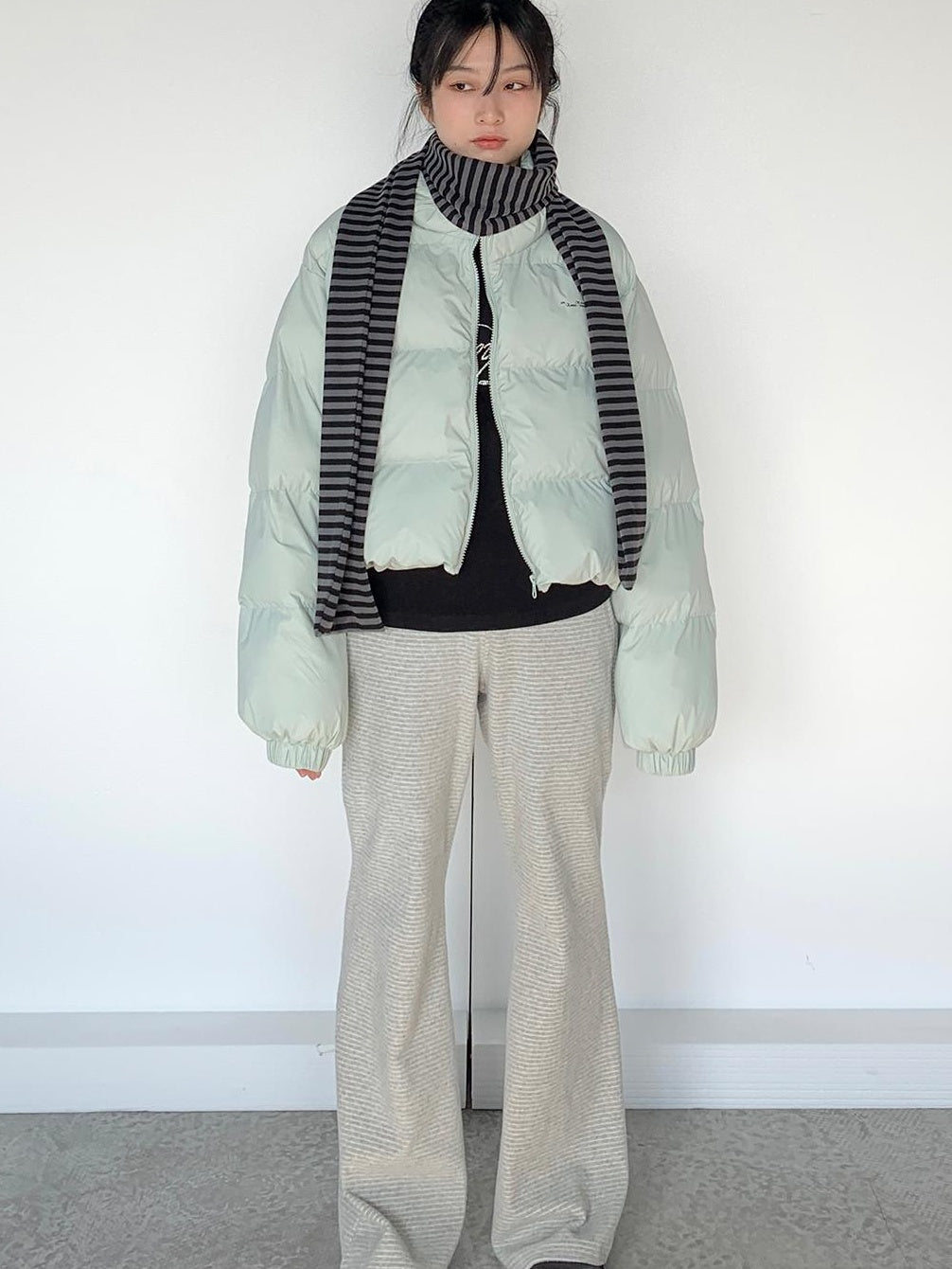 Puffy Mint Green Salt Short Puffy Coat Winter Jacket