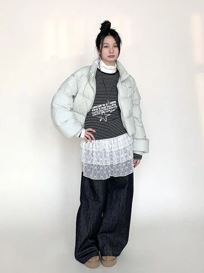 Puffy Mint Green Salt Short Puffy Coat Winter Jacket