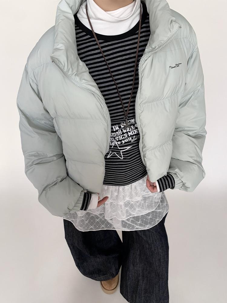 Puffy Mint Green Salt Short Puffy Coat Winter Jacket