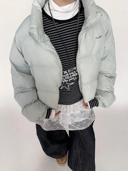 Puffy Mint Green Salt Short Puffy Coat Winter Jacket