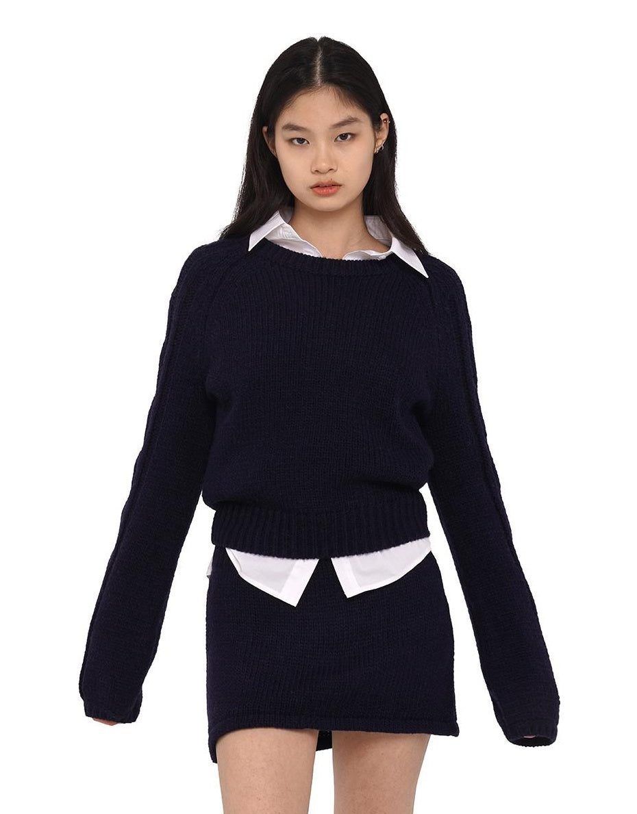 Pullover Raglan Sweater &amp; Skirt Set