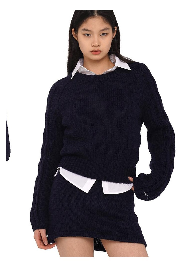 Pullover Raglan Sweater &amp; Skirt Set