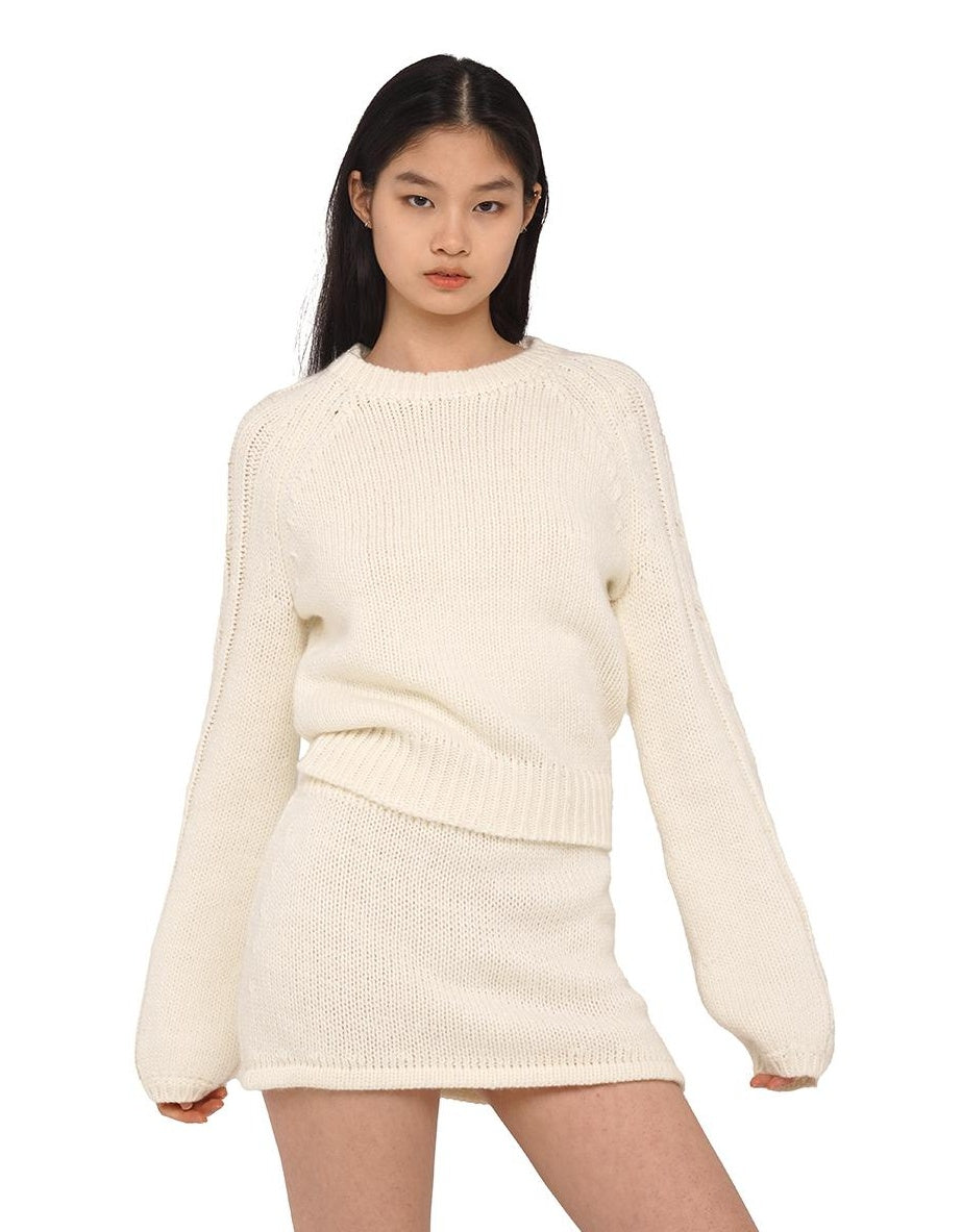 Pullover Raglan Sweater &amp; Skirt Set