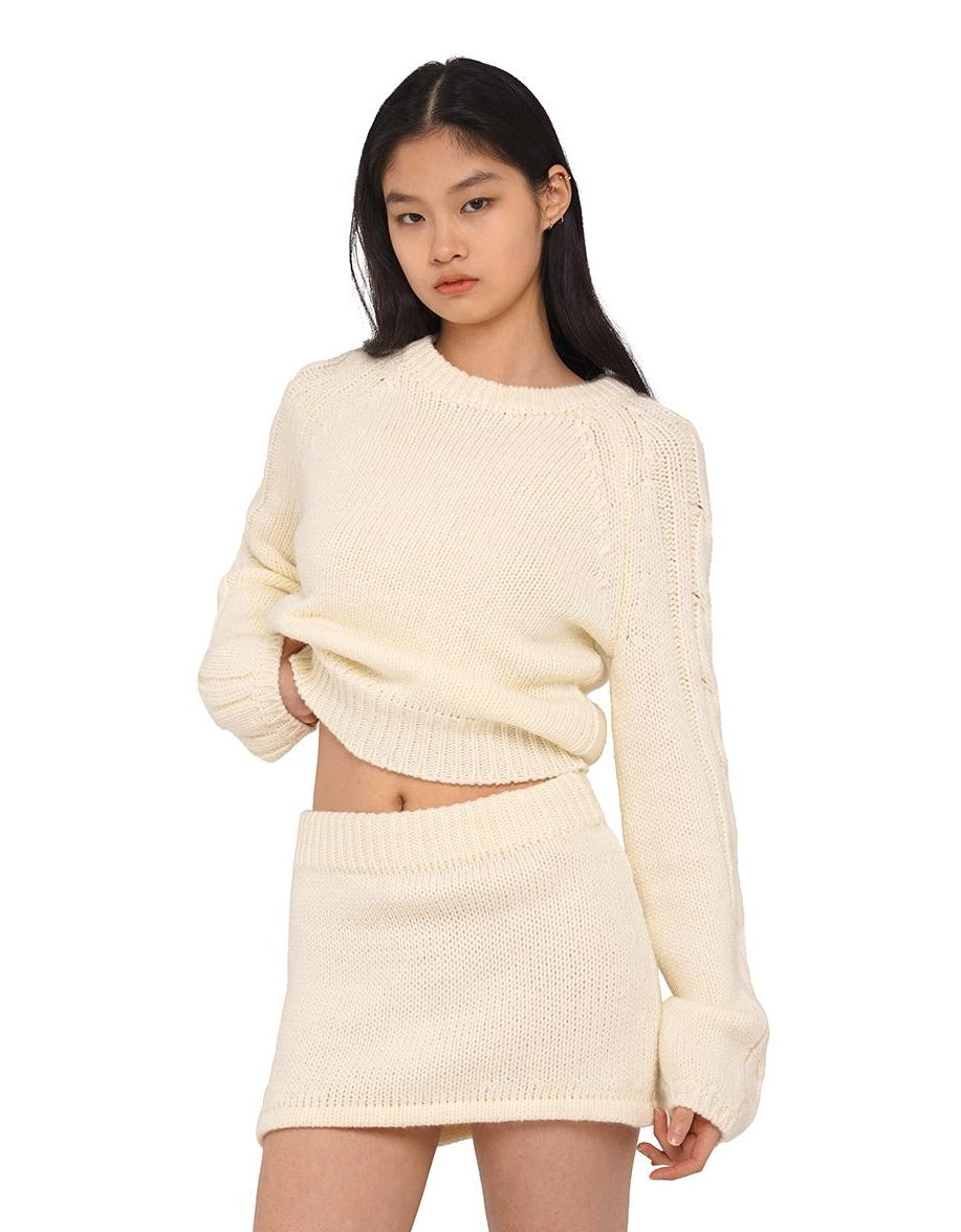 Pullover Raglan Sweater &amp; Skirt Set