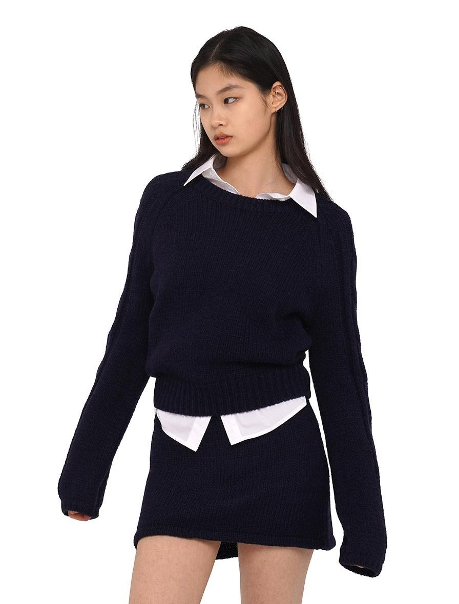 Pullover Raglan Sweater &amp; Skirt Set