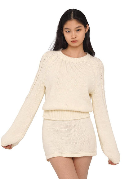 Pullover Raglan Sweater &amp; Skirt Set