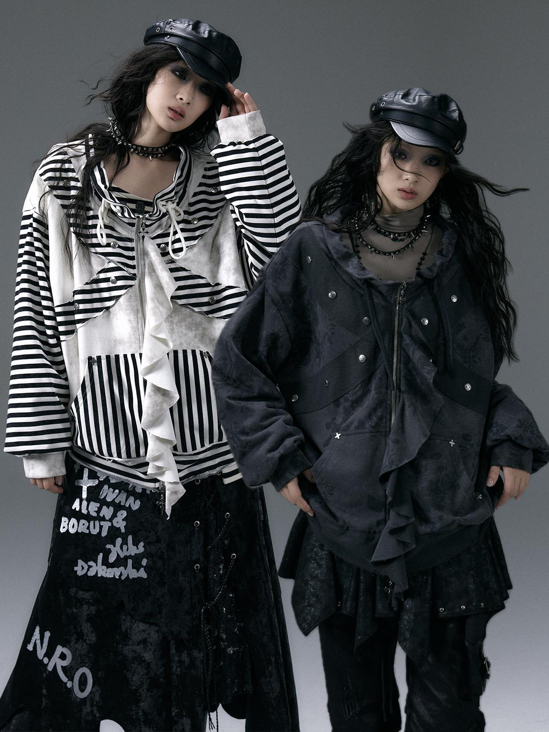 Punk Aesthetic Loose Fleece Peplum Hoodie Coat