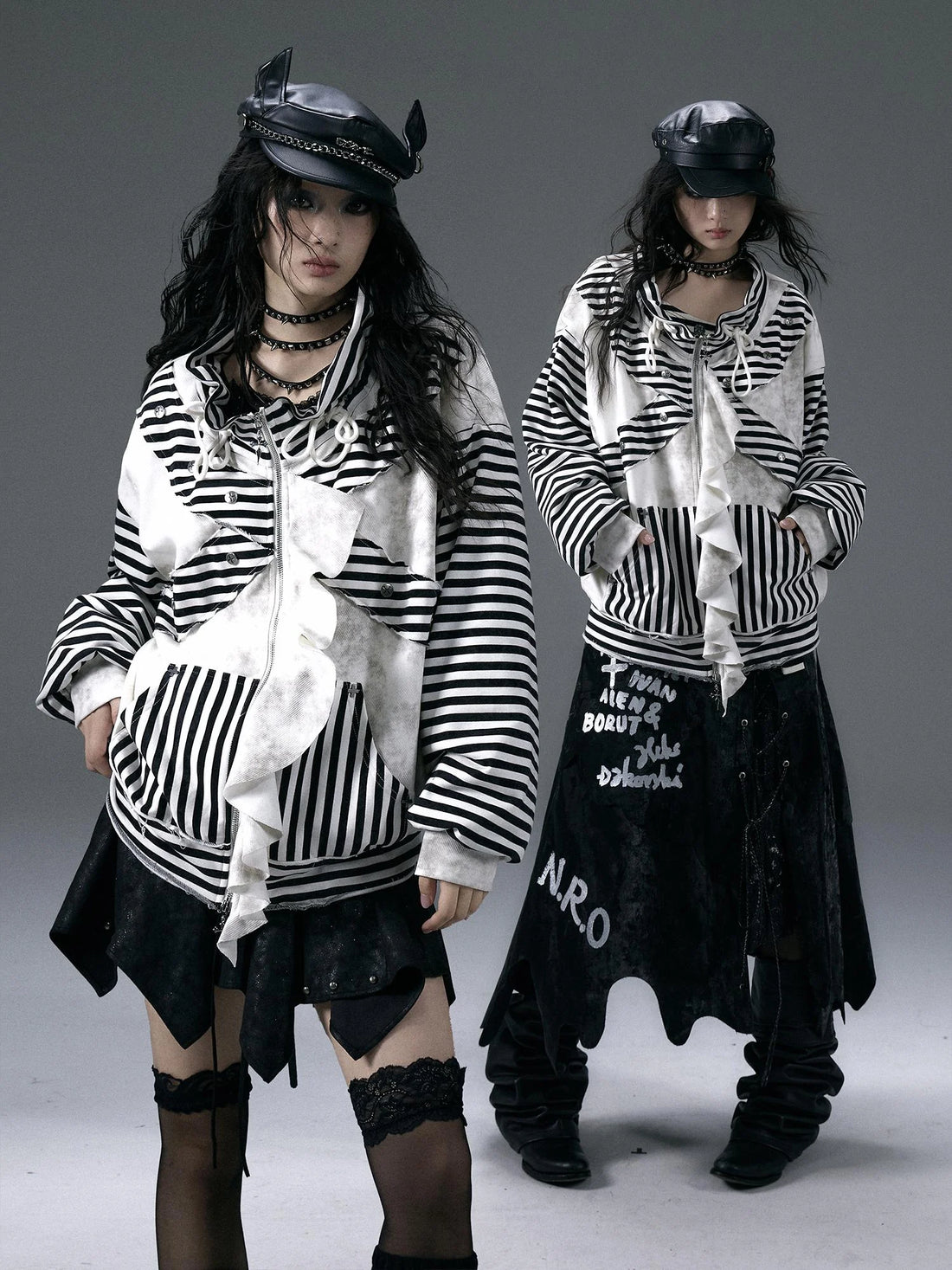 Punk Aesthetic Loose Fleece Peplum Hoodie Coat