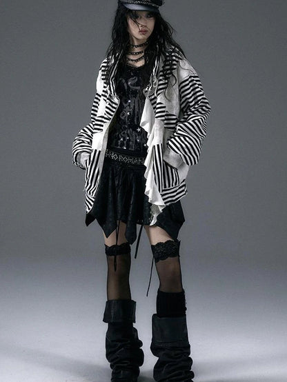 Punk Aesthetic Loose Fleece Peplum Hoodie Coat