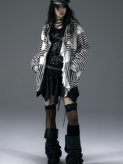 Punk Aesthetic Loose Fleece Peplum Hoodie Coat