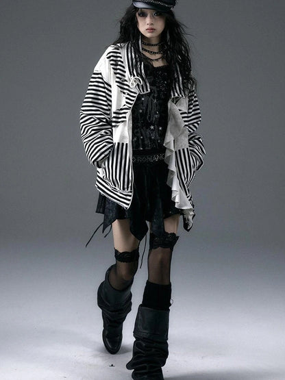 Punk Aesthetic Loose Fleece Peplum Hoodie Coat
