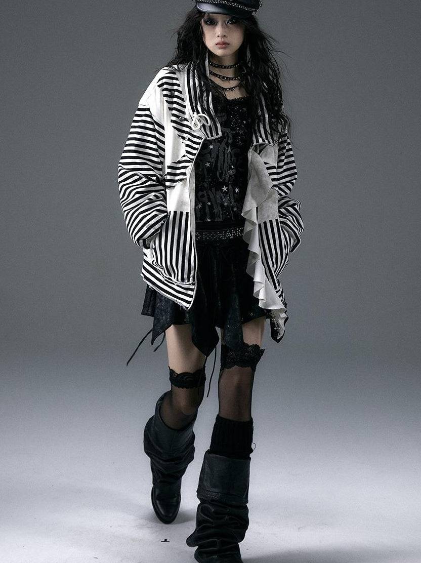 Punk Aesthetic Loose Fleece Peplum Hoodie Coat