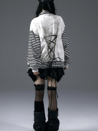 Punk Aesthetic Loose Fleece Peplum Hoodie Coat