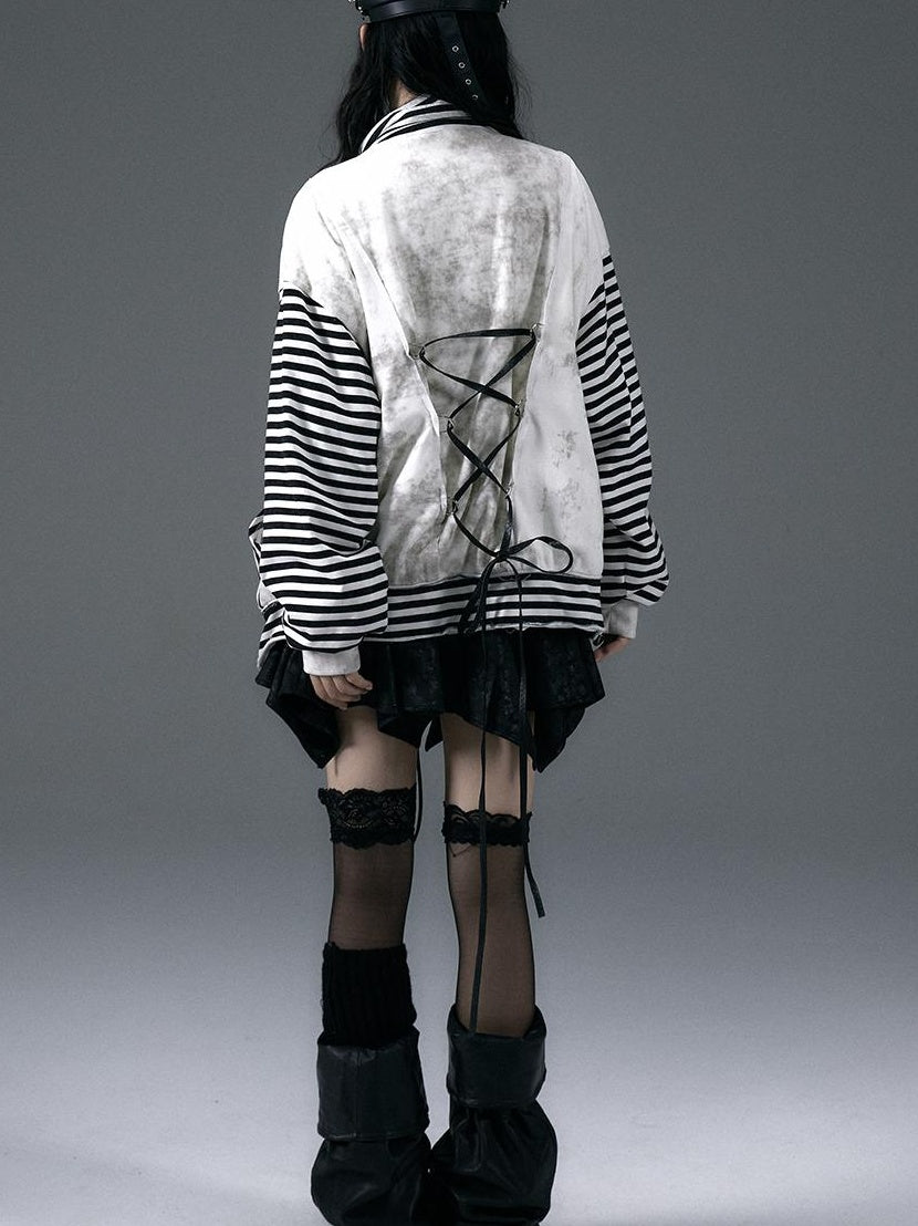 Punk Aesthetic Loose Fleece Peplum Hoodie Coat