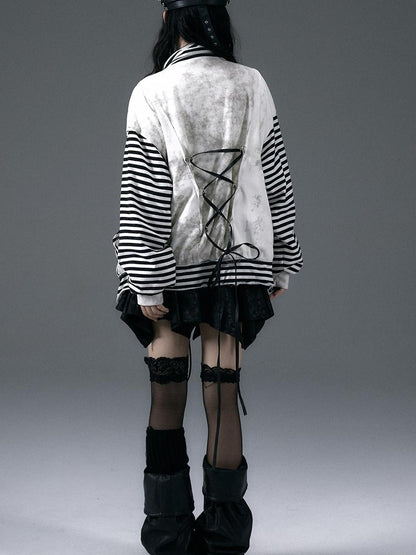 Punk Aesthetic Loose Fleece Peplum Hoodie Coat