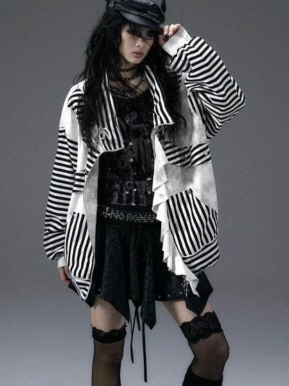 Punk Aesthetic Loose Fleece Peplum Hoodie Coat
