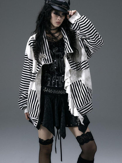 Punk Aesthetic Loose Fleece Peplum Hoodie Coat