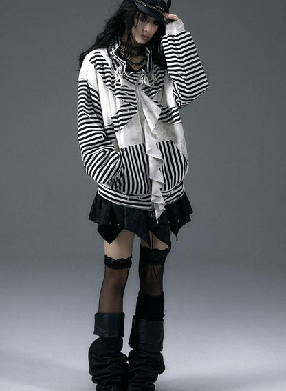 Punk Aesthetic Loose Fleece Peplum Hoodie Coat