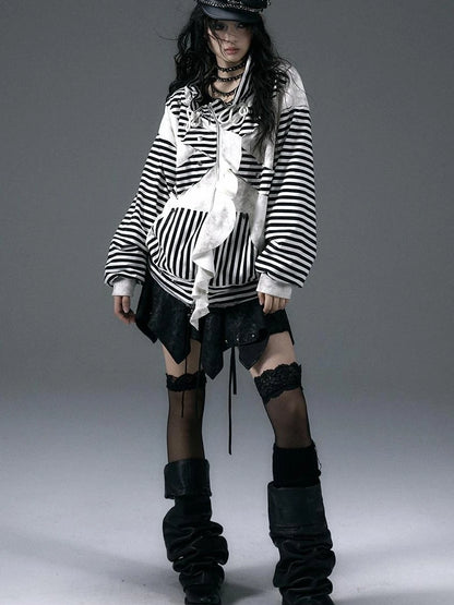 Punk Aesthetic Loose Fleece Peplum Hoodie Coat