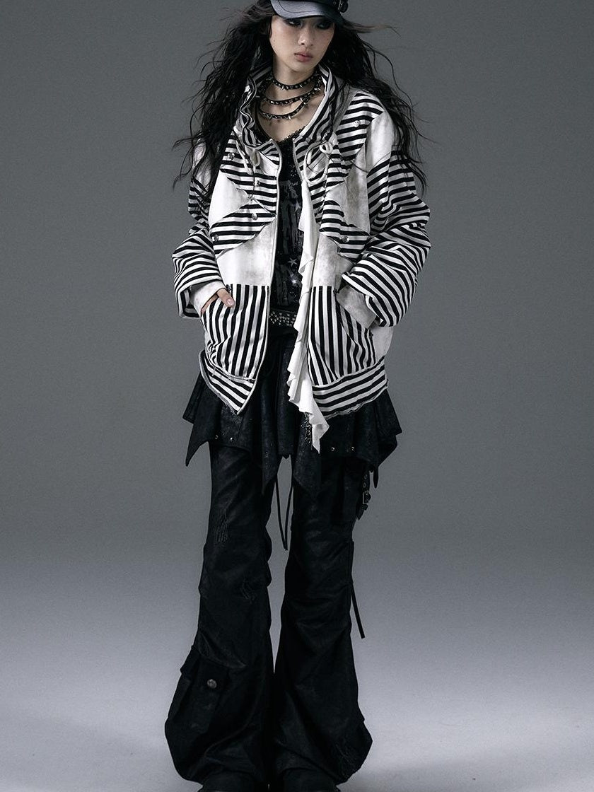 Punk Aesthetic Loose Fleece Peplum Hoodie Coat
