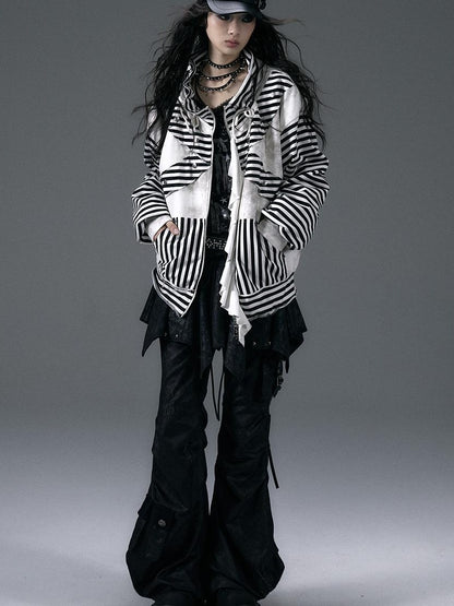 Punk Aesthetic Loose Fleece Peplum Hoodie Coat